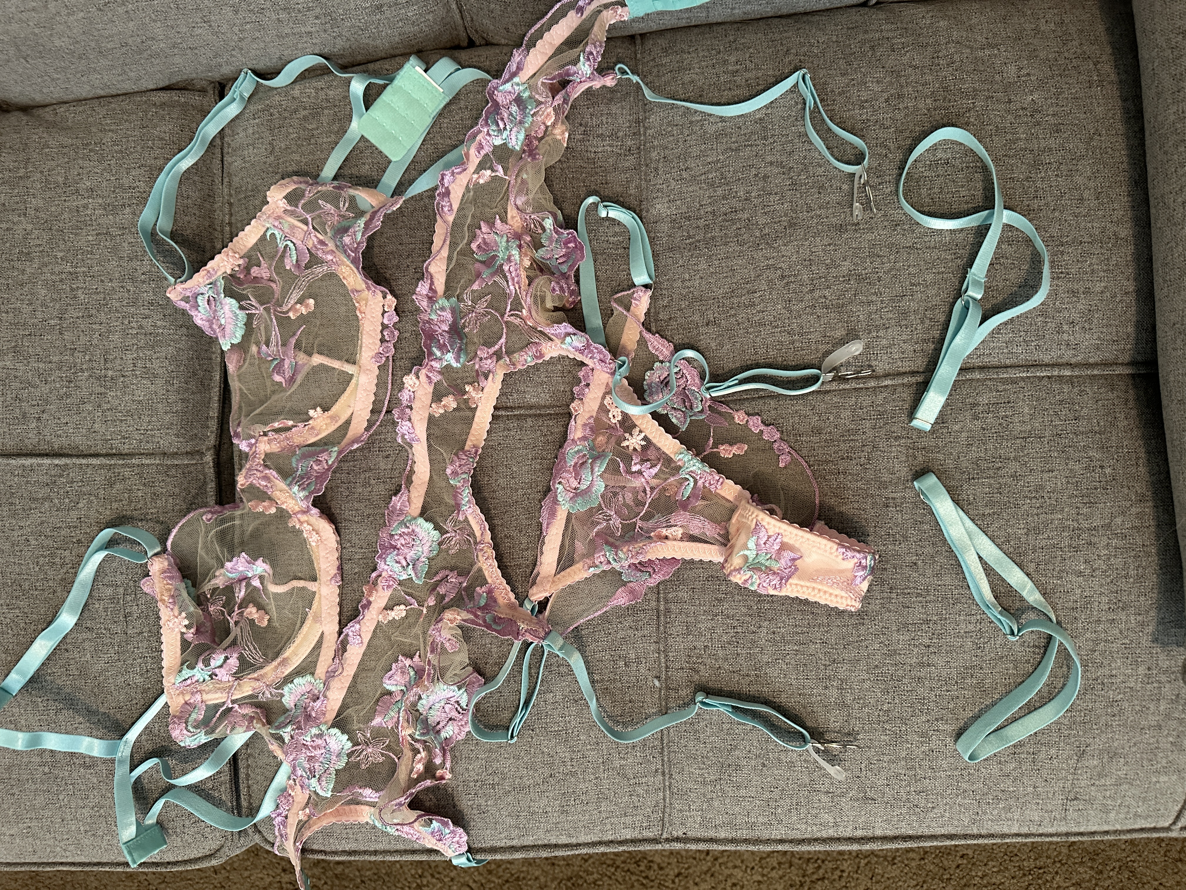 Pink and Blue Flower Lingerie - Image 2