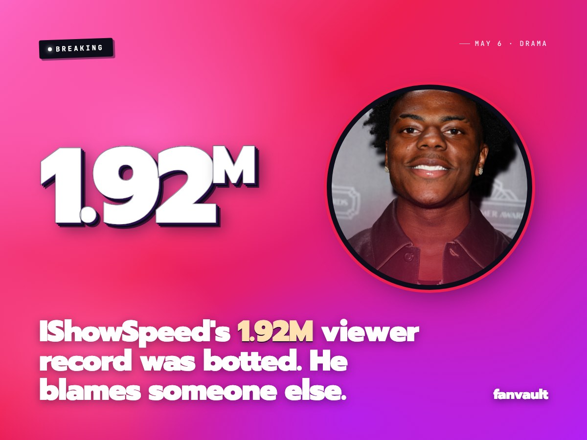 IShowSpeed's 1.92M viewer record was botted. He blames someone else.