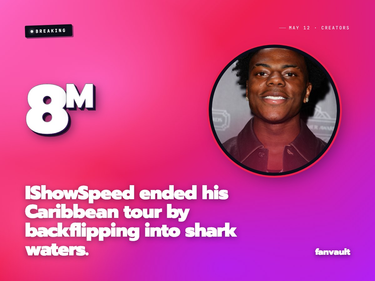 IShowSpeed ended his Caribbean tour by backflipping into shark waters.